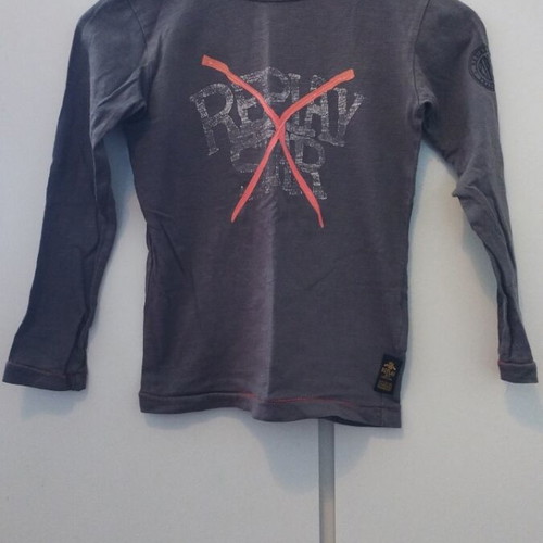 Replay cotton long-sleeve kids shirt like new, gray, size 116 cm