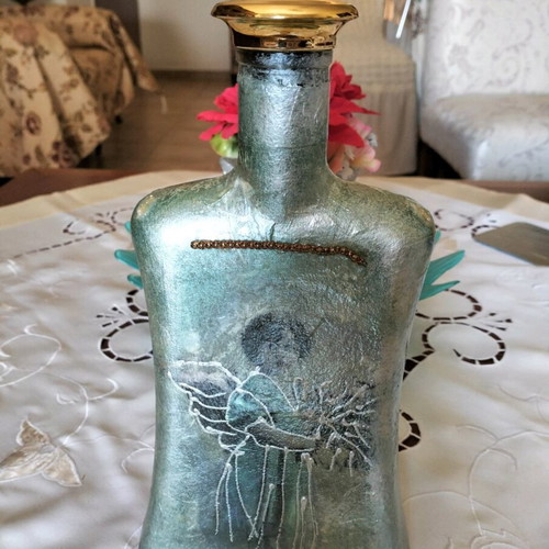 Vintage decorative liquid bottle used