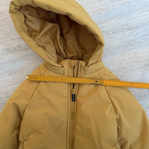 Puffer baby jacket mustard color with hood, like new, 18-24 months