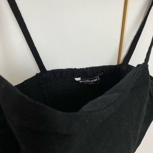 Linen crop top Stradivarius black like new, size S
