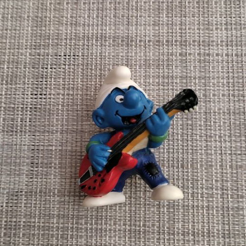 Peyo Schleich Smurfs φιγούρα μεταχειρισμένη, Lead Red Guitar Smurf 1997