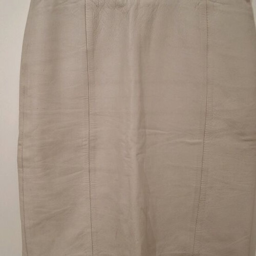 Leather skirt used, midi, ecru, size S