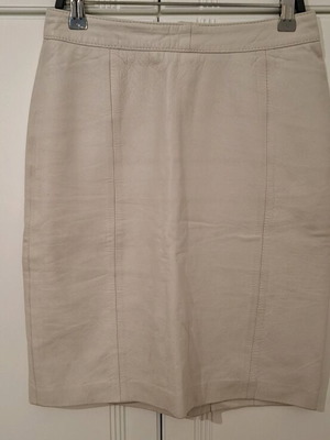 Leather skirt used, midi, ecru, size S