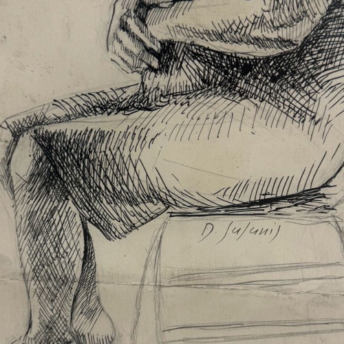 Painting Dimitris Galanis pen drawing on cardboard 50x60