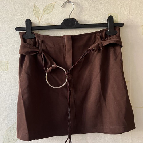 Brown skirt with belt size S, new