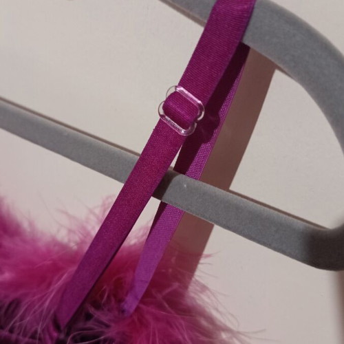 Mini dress with feathers like new, velour, fuchsia