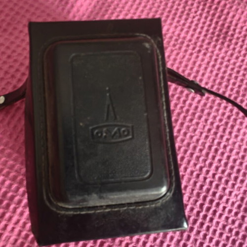 Lubitel 2 camera used with original case and Greek instructions
