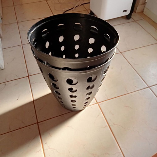 Plastic black baskets with holes like new, set of 2
