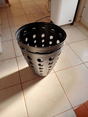 Plastic black baskets with holes like new, set of 2