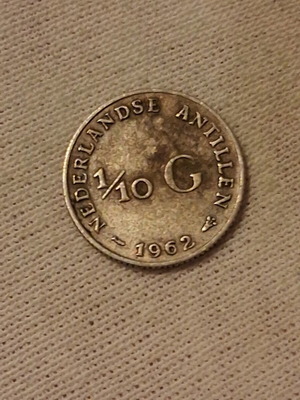 1/10 Gulden μεταχειρισμένο ασημένιο νόμισμα από Ολλανδικές Αντίλες