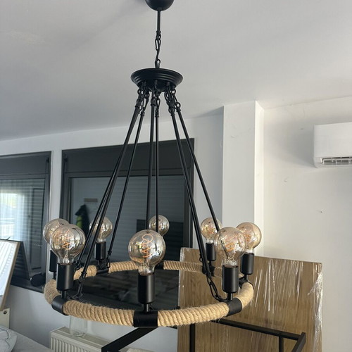 Polyfoto ceiling light with 8 bulb sockets like new