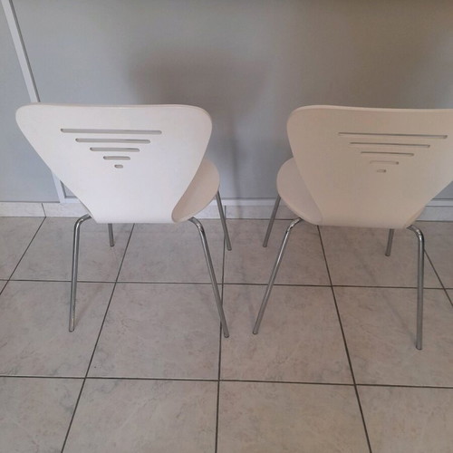 Neoset chairs white lacquer wood like new