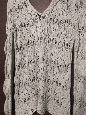 Rococo πλεκτή τρυπητή μπλούζα μεταχειρισμένη, μπεζ, μέγεθος L