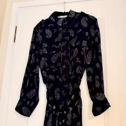 Zara long dress with belt new, black and white