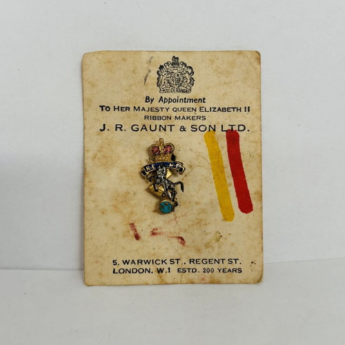 English British Army Badge 1940s used on card
