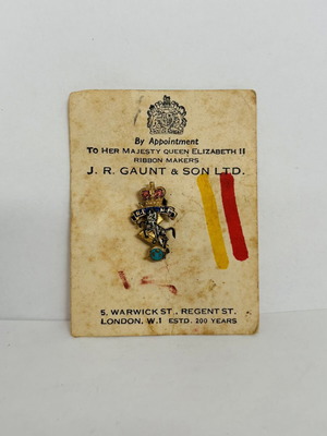 English British Army Badge 1940s used on card