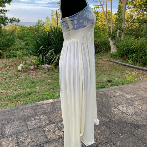 Long dress in archaic style like new, ivory viscose