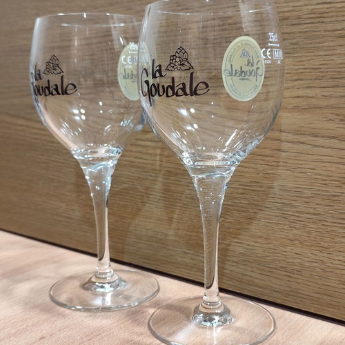 La Goudale Beer Set of Two Promotional Glasses 250ml like new