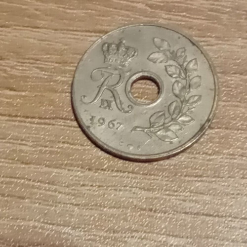 25 Ore Denmark 1967 like new, nickel-copper alloy