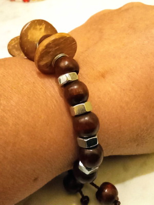 Handmade Industrial Hex Nut bracelet brown and silver, new