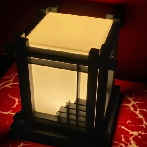 3D Printed Mini Table Lamp Japanese Style with Architectural Design