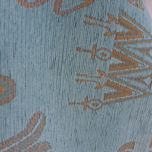 Fabric for decorative pillowcases with Egyptian motifs, dark pistachio