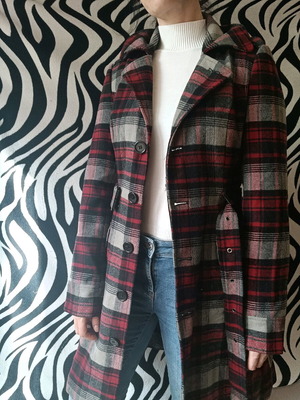 Converse checked coat used with missing button