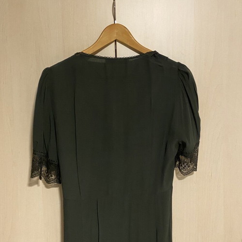 Zara long green dress with black lace new