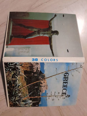38 Colors Greece postcard series used, book with hardcover