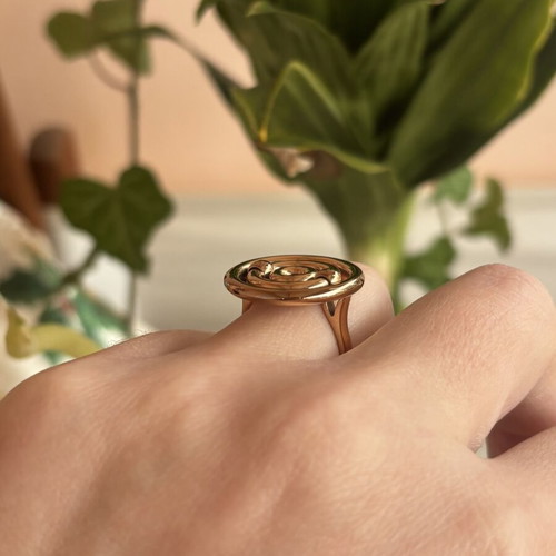 Folli Follie ring pink gold with concentric circles like new
