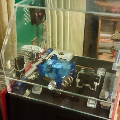 Computer case used plexiglass with fans and lighting