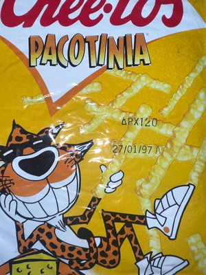 Cheetos Chester Tasty Pacotinia vintage packaging 1997