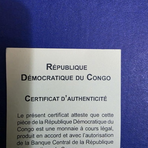 Silver 10 Francs Congo Coin new with 50-Year Calendar