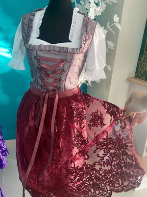 Traditional Bavarian Dirndl Dress with Lace Apron, New, Size S