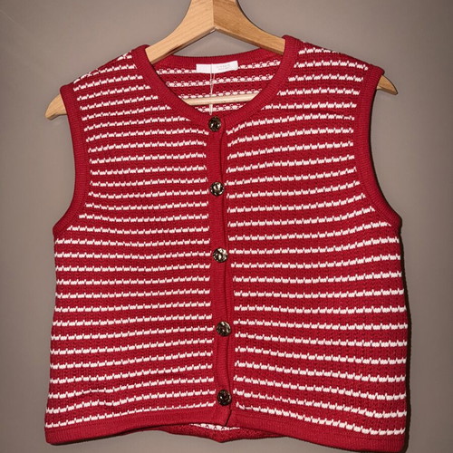 Zara summer vest new, white and red, size M