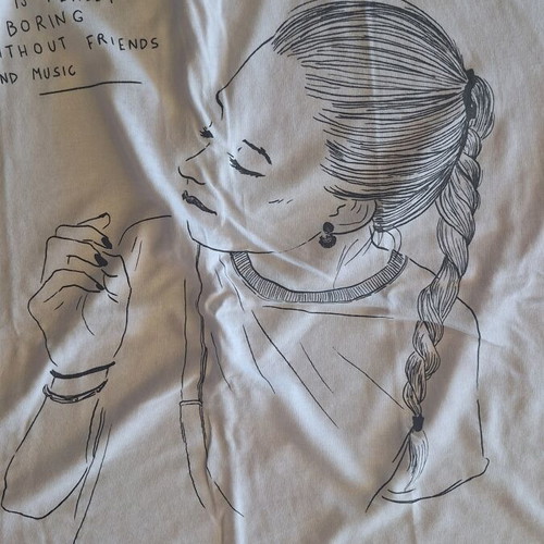 Zara Kids White T-shirt with Sketch and Message, Like New, Size 13-14 Years