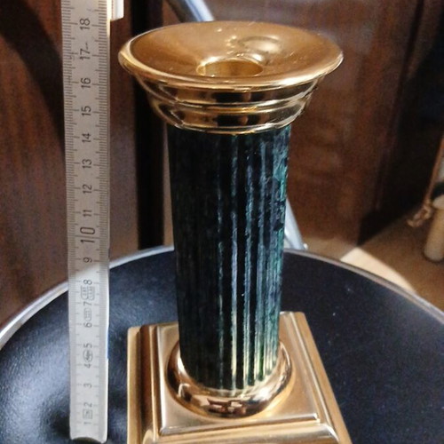 Janetos vintage 24K gold plated candlestick, neoclassical style