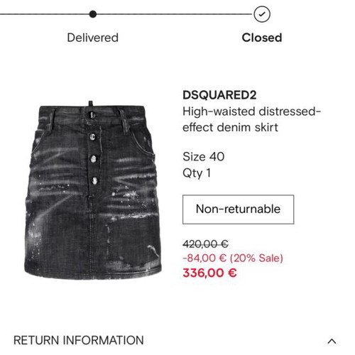 Dsquared2 Dalma Distressed Denim Mini Skirt new, size 40, black and grey