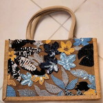 Floral Summer Straw Bag with Embroidered Flowers and Sequins