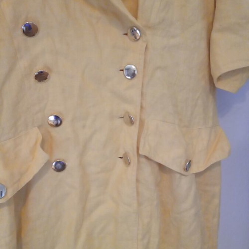Vintage yellow linen dress from the 70s used, size 46