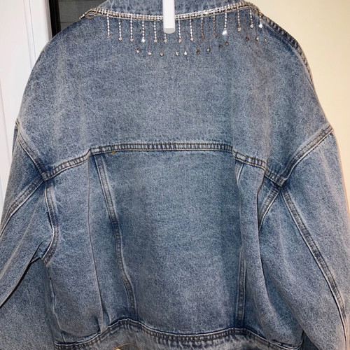 Denim jacket with rhinestones new, Signature 8, size small, blue