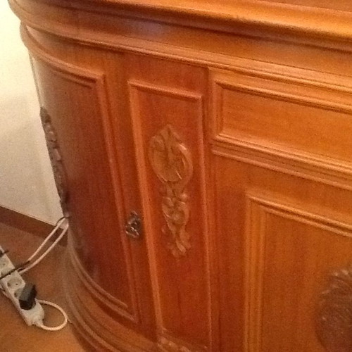 Handmade walnut display cabinet like new with crystal doors