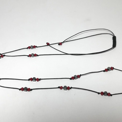 Handmade necklace with hematite stones and adjustable black cord