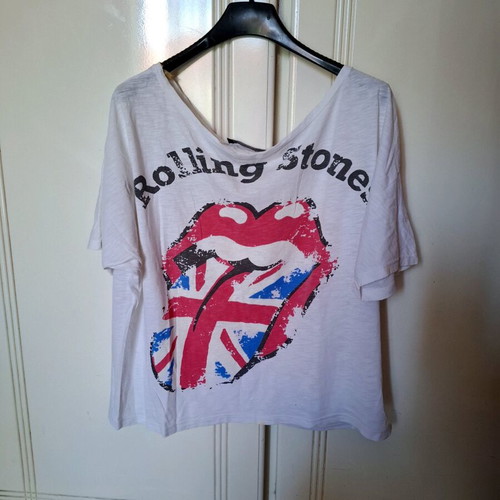 Rolling Stones summer blouse used, one size, white