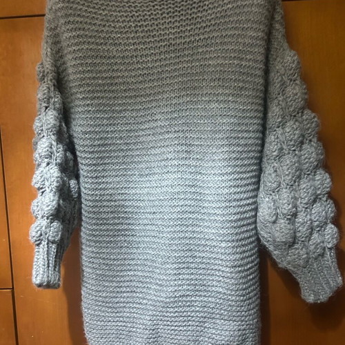 Handmade knitted blouse dress like new, gray, size S