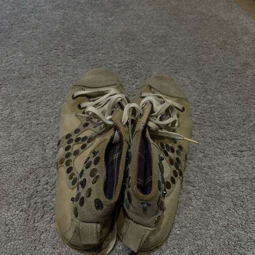 Women's canvas boots used, beige with studs, size 39
