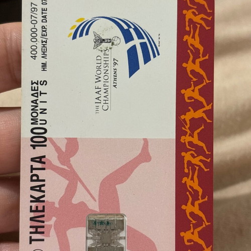 IAAF World Championships Athens '97 phone cards used, set of 2