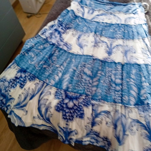 Pomodoro maxi spring skirt, XXL - XXXL, white and blue