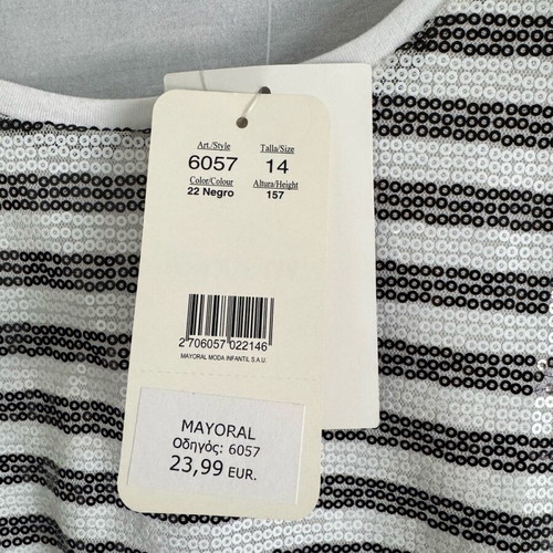 Mayoral women's blouse new with white-black rhinestones size 14 years