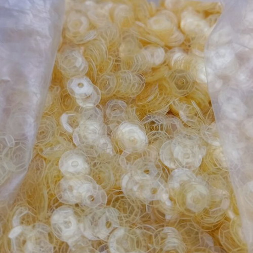 Sequins transparent yellow 6mm 50g new